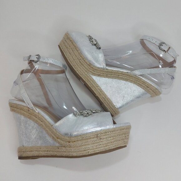 Refresh Beverly Silver Rhinestone Wedges Women's Size 7.5 - Picture 4 of 12